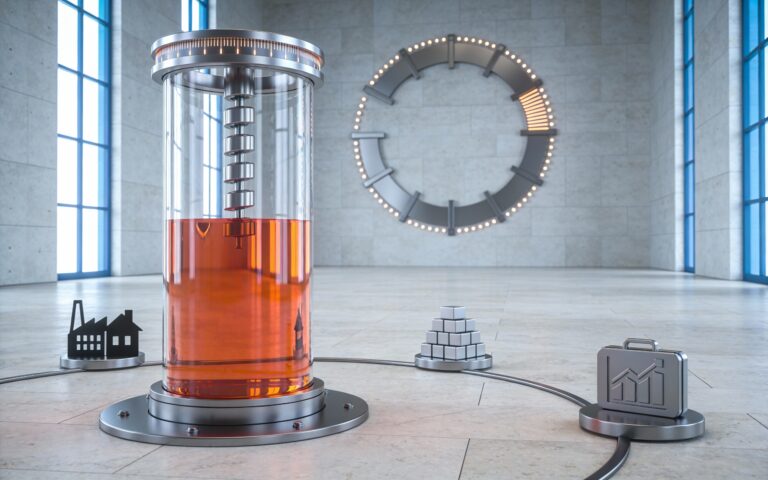 Colonne de verre inflation/taux au centre d’un hall de banque centrale, reliée à des symboles de dette, secteurs sensibles et portefeuilles.