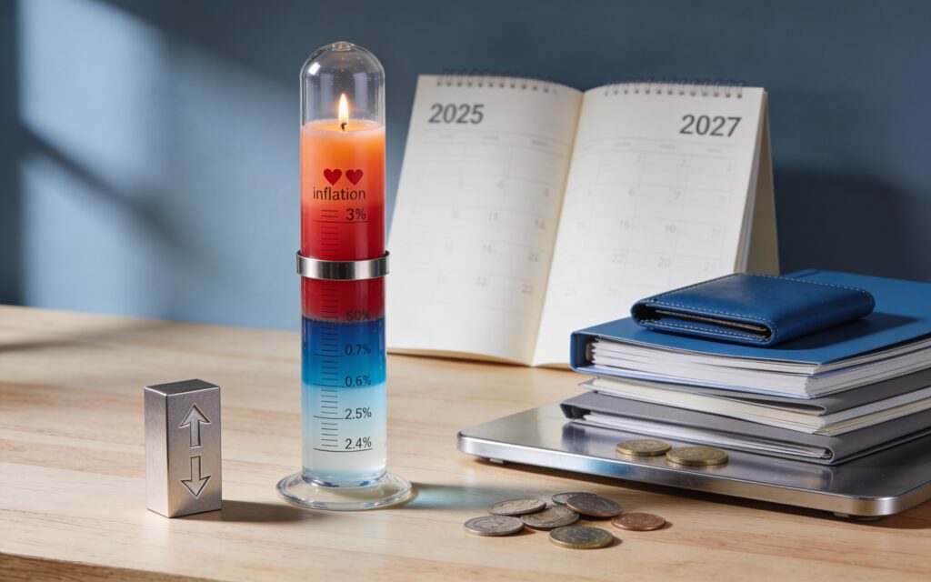 Illustration macroéconomique de la stagflation douce : croissance modérée, inflation persistante et érosion progressive du rendement réel des portefeuilles.
