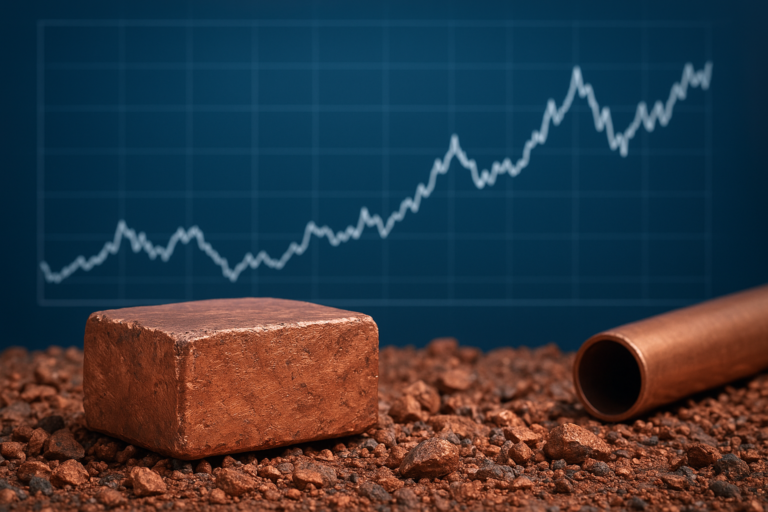 Stocks mondiaux de cuivre sous tension, lingot de cuivre et indicateurs de marché en arrière-plan