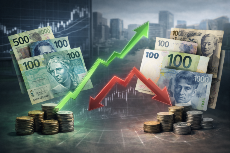 Carry trade sur le marché des changes, avec devises à haut rendement opposées aux monnaies à faibles taux dans un contexte de volatilité accrue