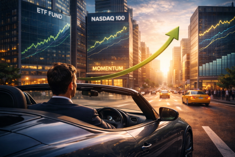 Investisseur évoluant dans un environnement urbain moderne illustrant une stratégie momentum, où les actifs leaders prolongent leur tendance dans un contexte de marchés dispersés en 2025.