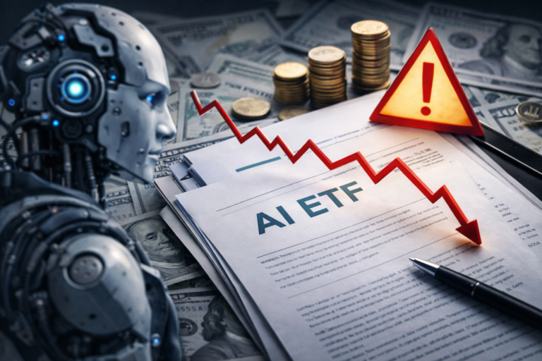 Documents financiers liés aux ETF intelligence artificielle illustrant la concentration des risques et la sensibilité aux conditions de marché