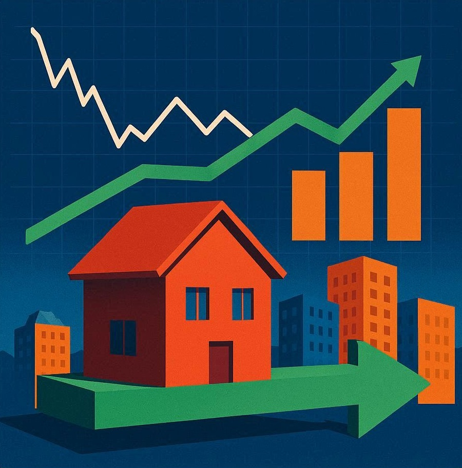 Illustration du marché immobilier résidentiel en 2026 avec arbitrages entre taux élevés, loyers dynamiques et volumes réduits