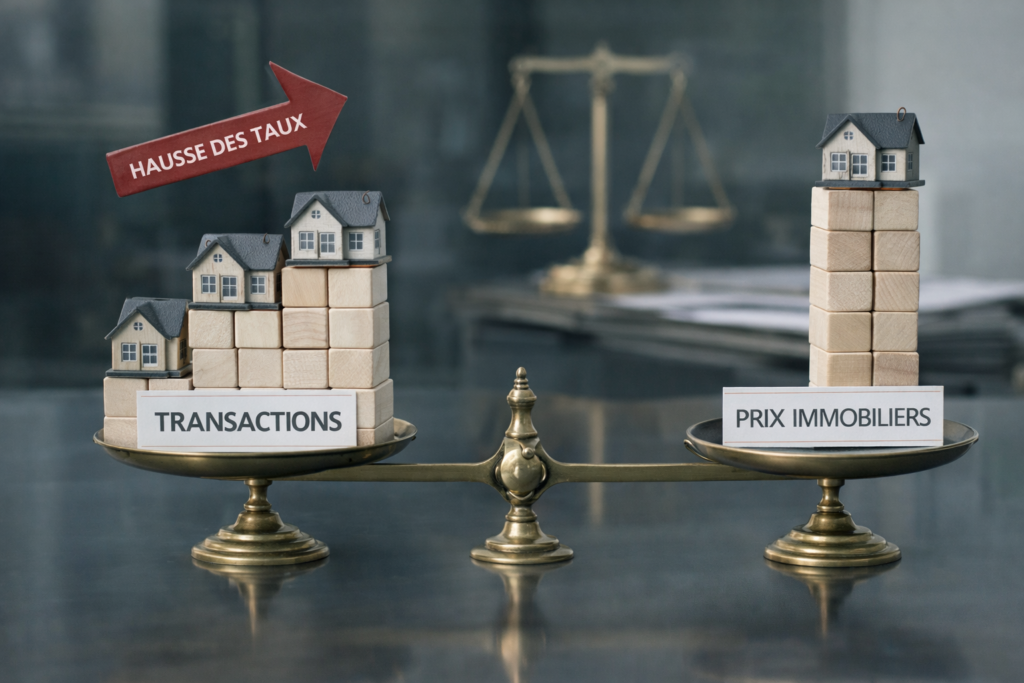 Infrastructure ferroviaire montrant un aiguillage immobile et une barrière abaissée, illustrant un blocage progressif plutôt qu’un arrêt brutal