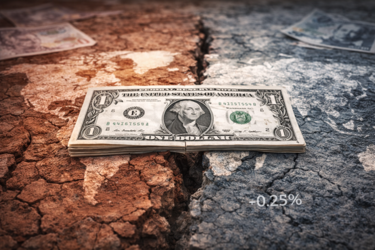 Billet de un dollar américain isolé, symbolisant la centralité du dollar dans les ajustements financiers globaux sans crise visible