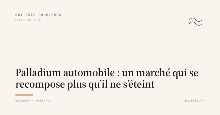 Eco3min — Palladium automobile : un marché qui se recompose plus qu’il ne s’éteint