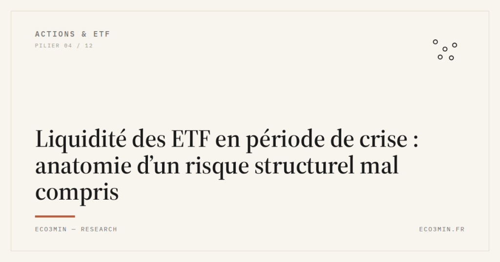 Eco3min — Liquidité des ETF en période de crise : anatomie d’un risque structurel mal compris