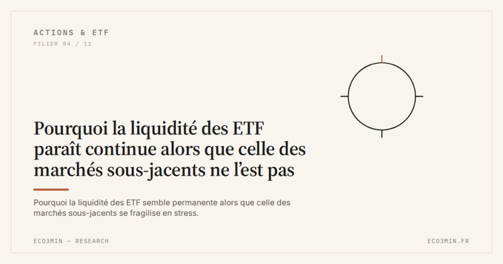 Eco3min — Pourquoi la liquidité des ETF paraît continue alors que celle des marchés sous-jacents ne l’est pas