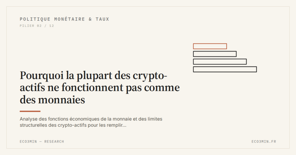 Eco3min — Pourquoi la plupart des crypto-actifs ne fonctionnent pas comme des monnaies