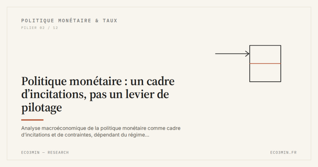 Eco3min — Politique monétaire : un cadre d’incitations, pas un levier de pilotage