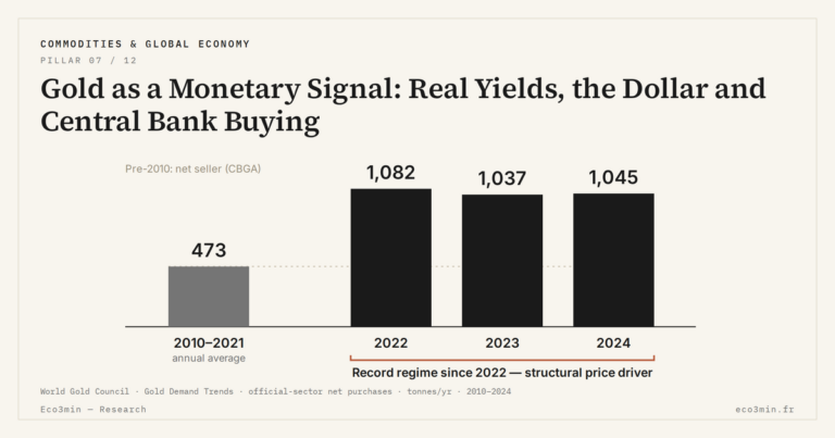 Eco3min — Gold as a Monetary Signal: Real Yields, the Dollar and Central Bank Buying