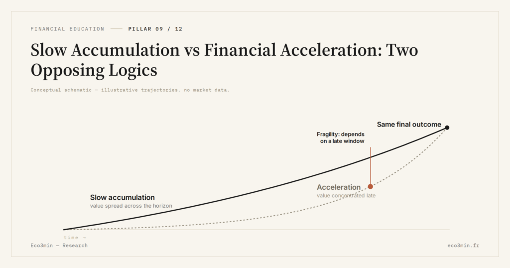 Eco3min — Slow Accumulation vs Financial Acceleration: Two Opposing Logics