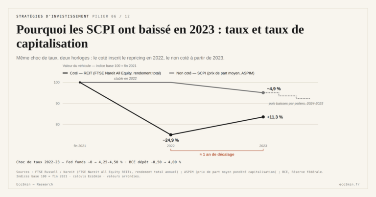Eco3min — Pourquoi les SCPI ont baissé en 2023 : taux et taux de capitalisation