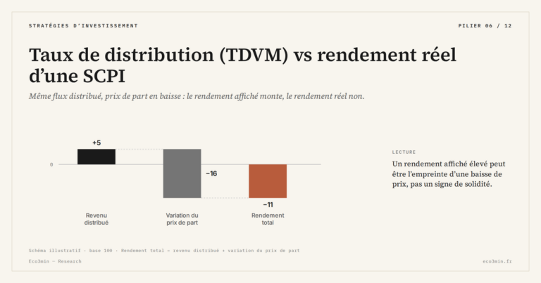Eco3min — Taux de distribution (TDVM) vs rendement réel d’une SCPI