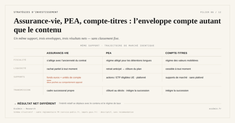 Eco3min — Assurance-vie, PEA, compte-titres : l’enveloppe compte autant que le contenu