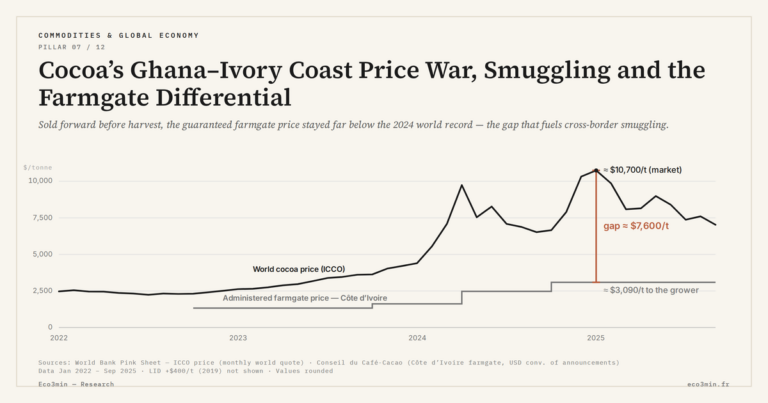 Eco3min — Cocoa’s Ghana–Ivory Coast Price War, Smuggling and the Farmgate Differential