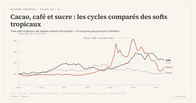 Eco3min — Cacao, café et sucre : les cycles comparés des softs tropicaux