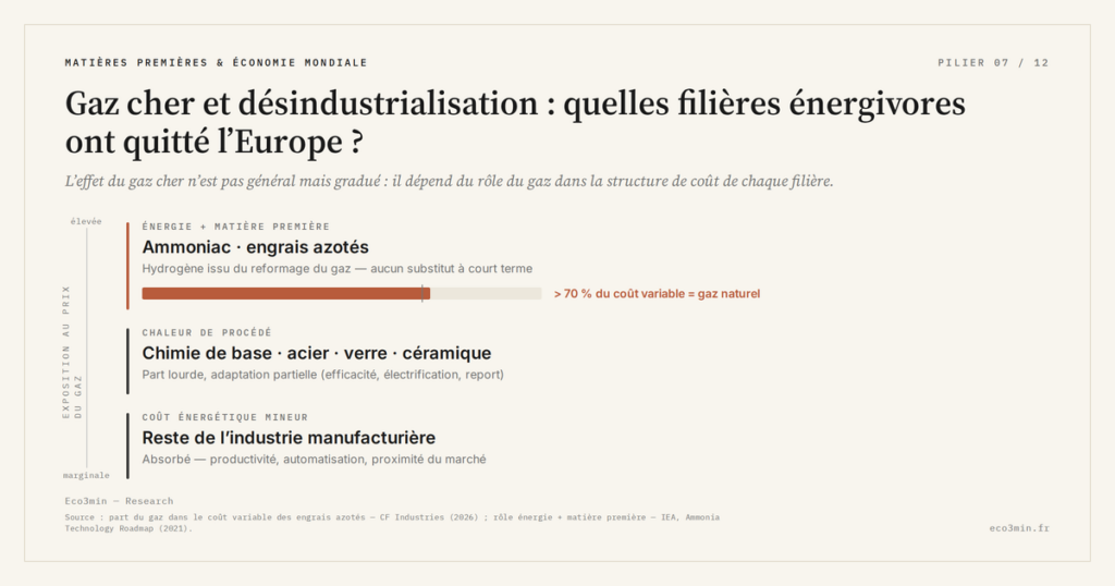 Eco3min — Gaz cher et désindustrialisation : quelles filières énergivores ont quitté l’Europe ?