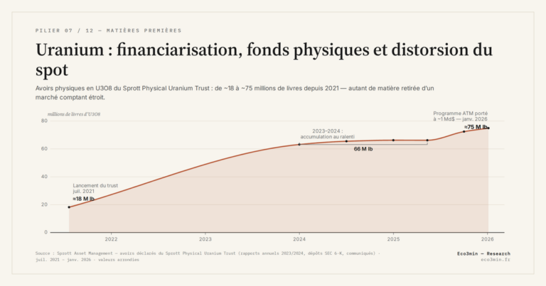 Eco3min — Uranium : financiarisation, fonds physiques et distorsion du spot