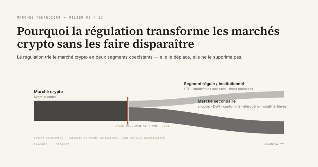 Eco3min — Pourquoi la régulation transforme les marchés crypto sans les faire disparaître