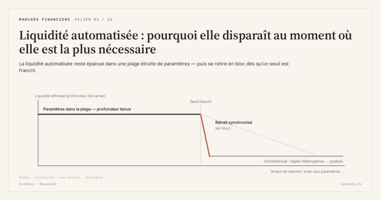 Eco3min — Liquidité automatisée : pourquoi elle disparaît au moment où elle est la plus nécessaire