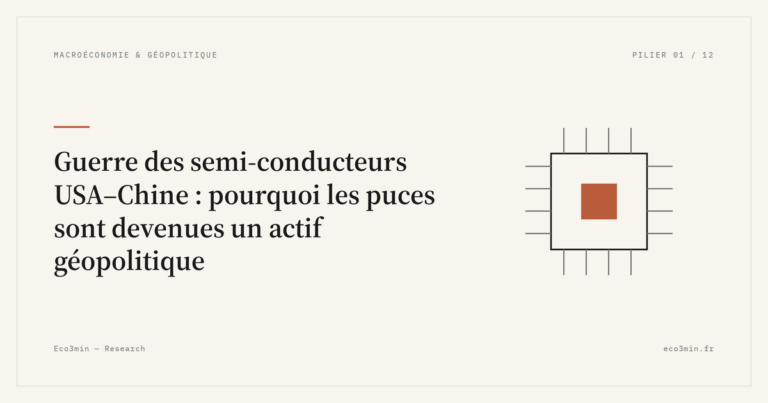 Eco3min — Guerre des semi-conducteurs USA–Chine : pourquoi les puces sont devenues un actif géopolitique