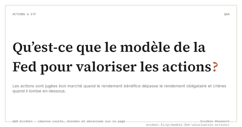Qu’est-ce que le modèle de la Fed pour valoriser les actions ? (Eco3min)