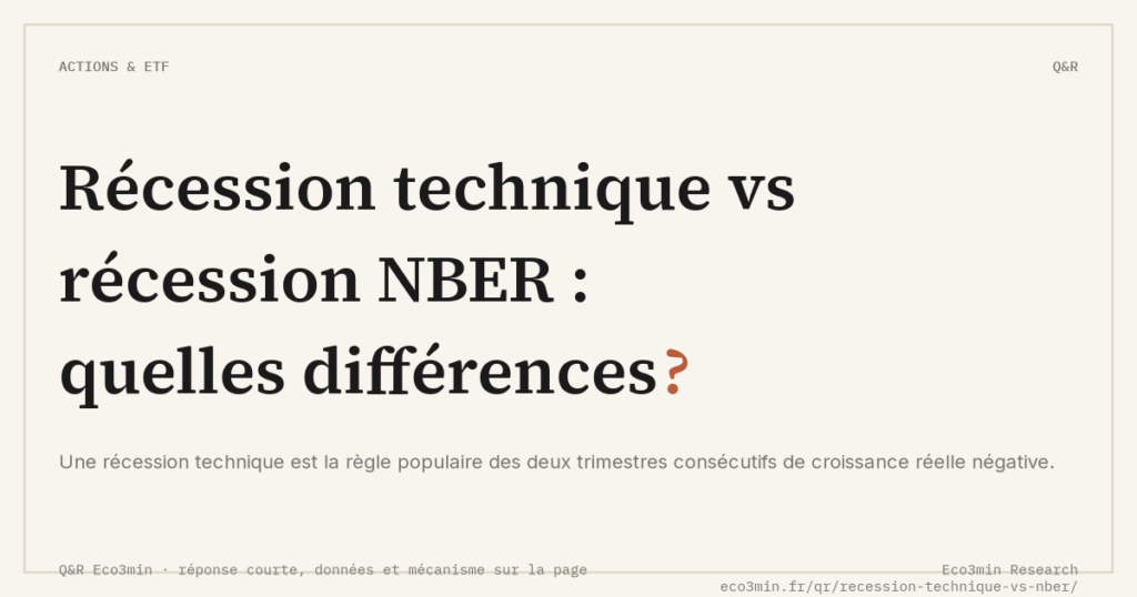 Eco3min — Récession technique vs récession NBER : quelles différences ?