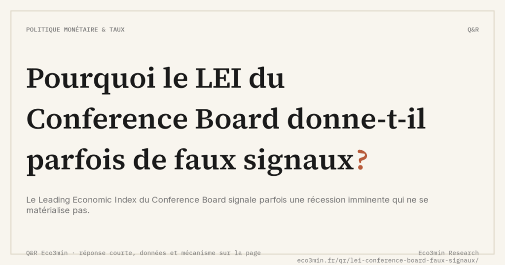 Eco3min — Pourquoi le LEI du Conference Board donne-t-il parfois de faux signaux ?