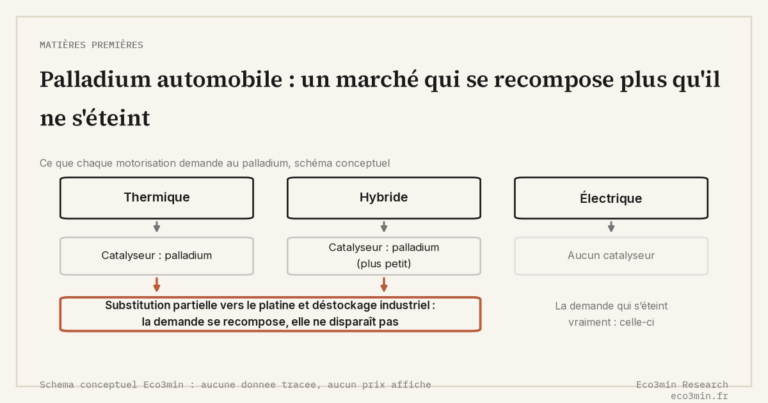 Eco3min — Palladium automobile : un marché qui se recompose plus qu'il ne s'éteint
