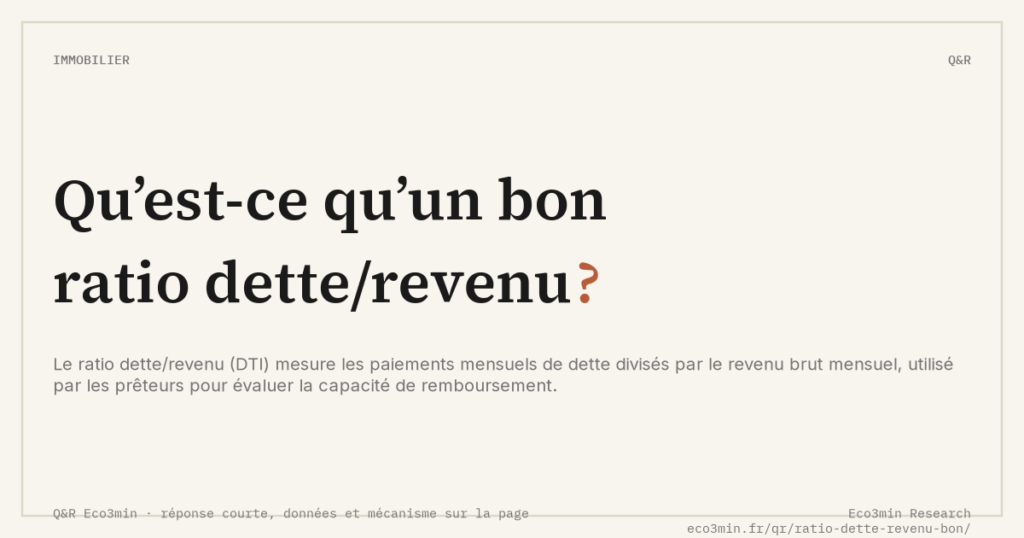 Eco3min — Qu’est-ce qu’un bon ratio dette/revenu ?