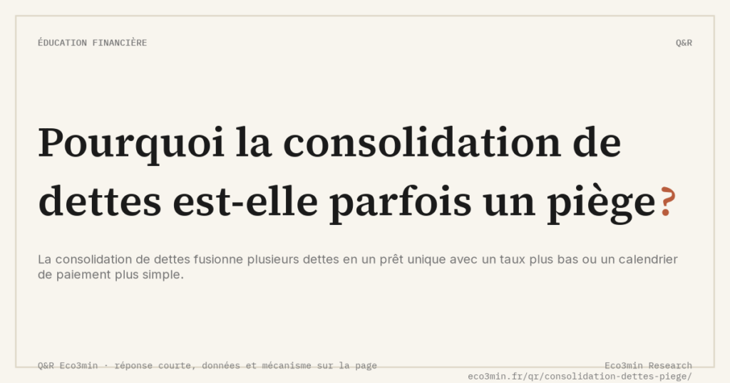 Eco3min — Pourquoi la consolidation de dettes est-elle parfois un piège ?