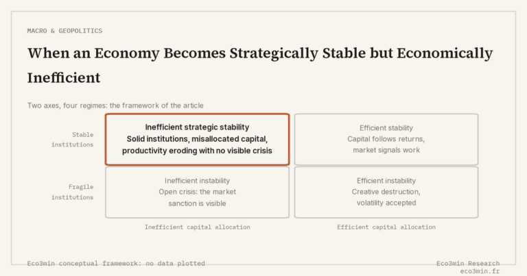 Eco3min — When an Economy Becomes Strategically Stable but Economically Inefficient