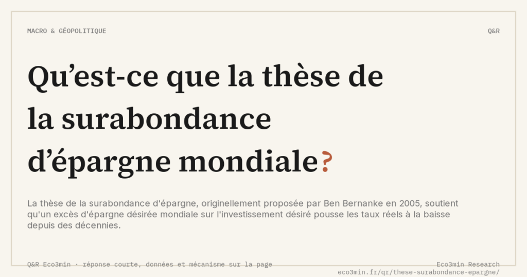 Eco3min — Qu’est-ce que la thèse de la surabondance d’épargne mondiale ?