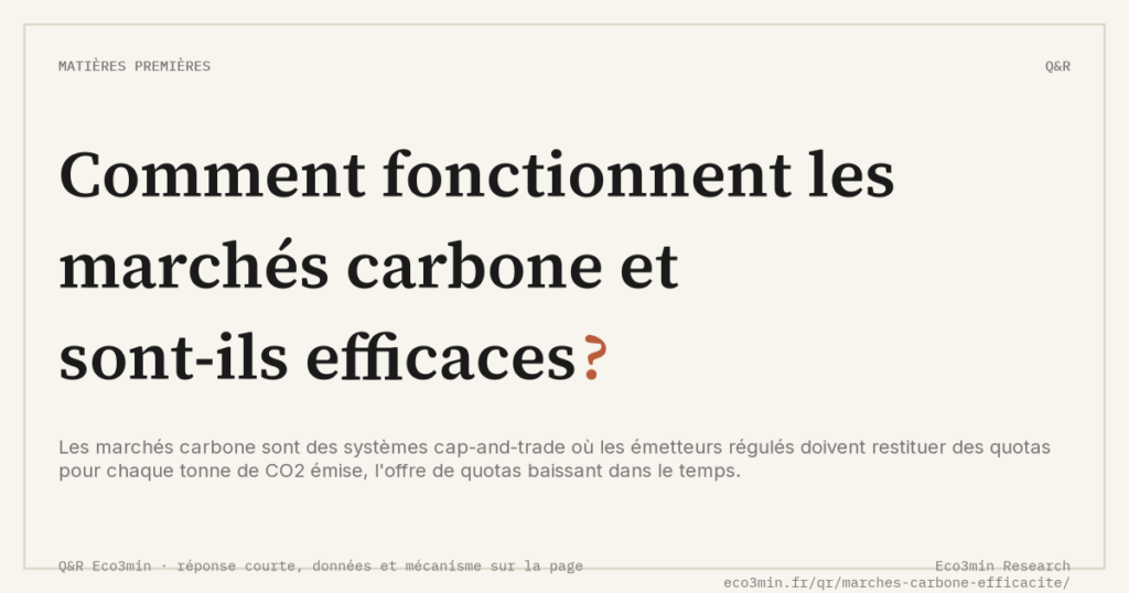 Eco3min — Comment fonctionnent les marchés carbone et sont-ils efficaces ?