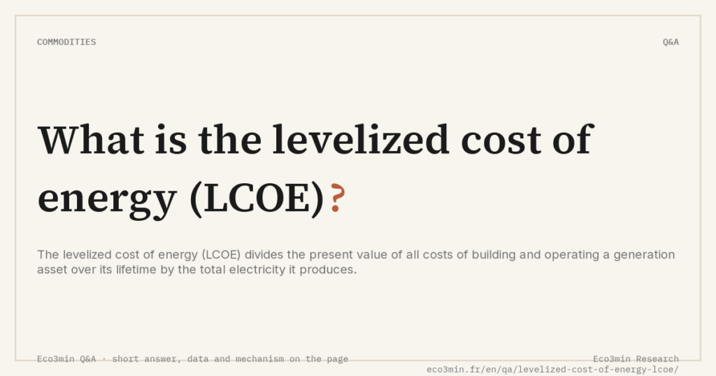 Eco3min — What is the levelized cost of energy (LCOE)?