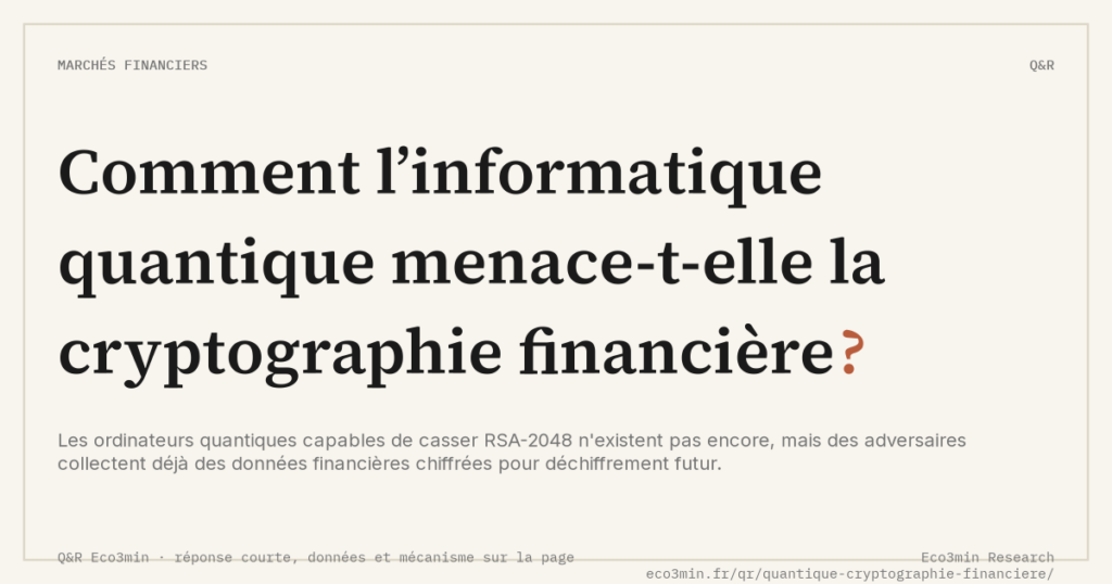 Eco3min — Comment l’informatique quantique menace-t-elle la cryptographie financière ?