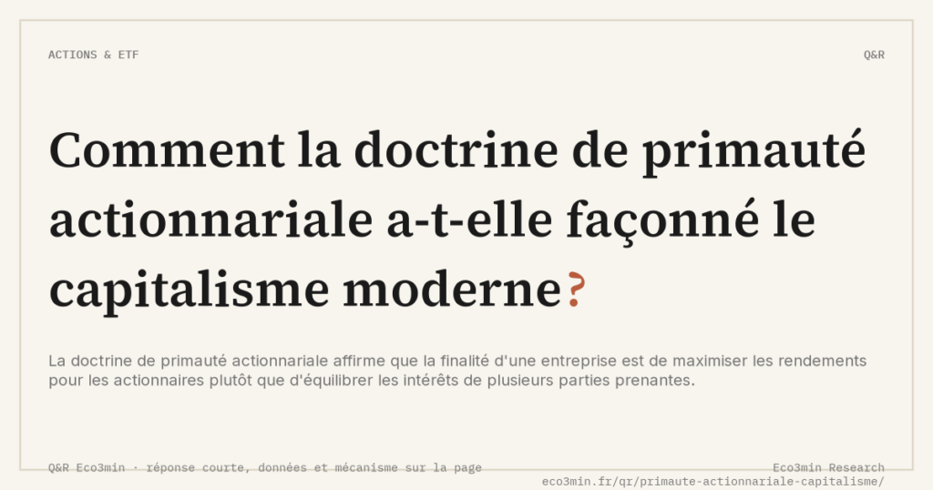Eco3min — Comment la doctrine de primauté actionnariale a-t-elle façonné le capitalisme moderne ?