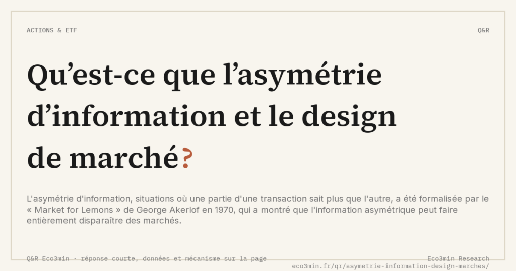 Eco3min — Qu’est-ce que l’asymétrie d’information et le design de marché ?