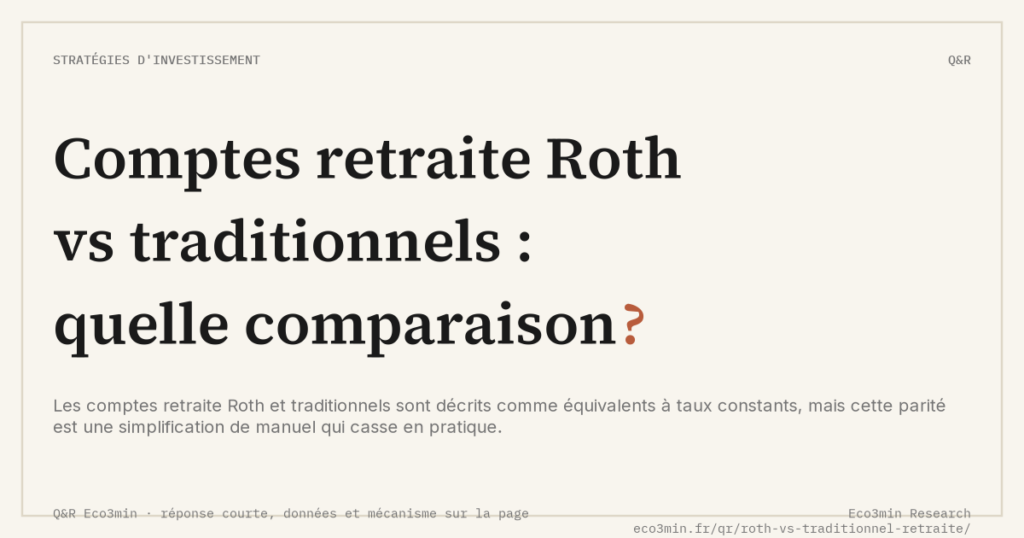 Eco3min — Comptes retraite Roth vs traditionnels : quelle comparaison ?